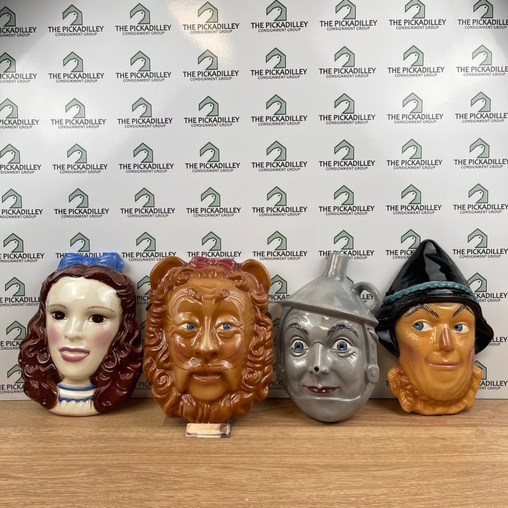 Wizard of Oz Clay Art Ceramic Wall Mask Set 1997 Dorothy Lion Tin Man Scarecrow